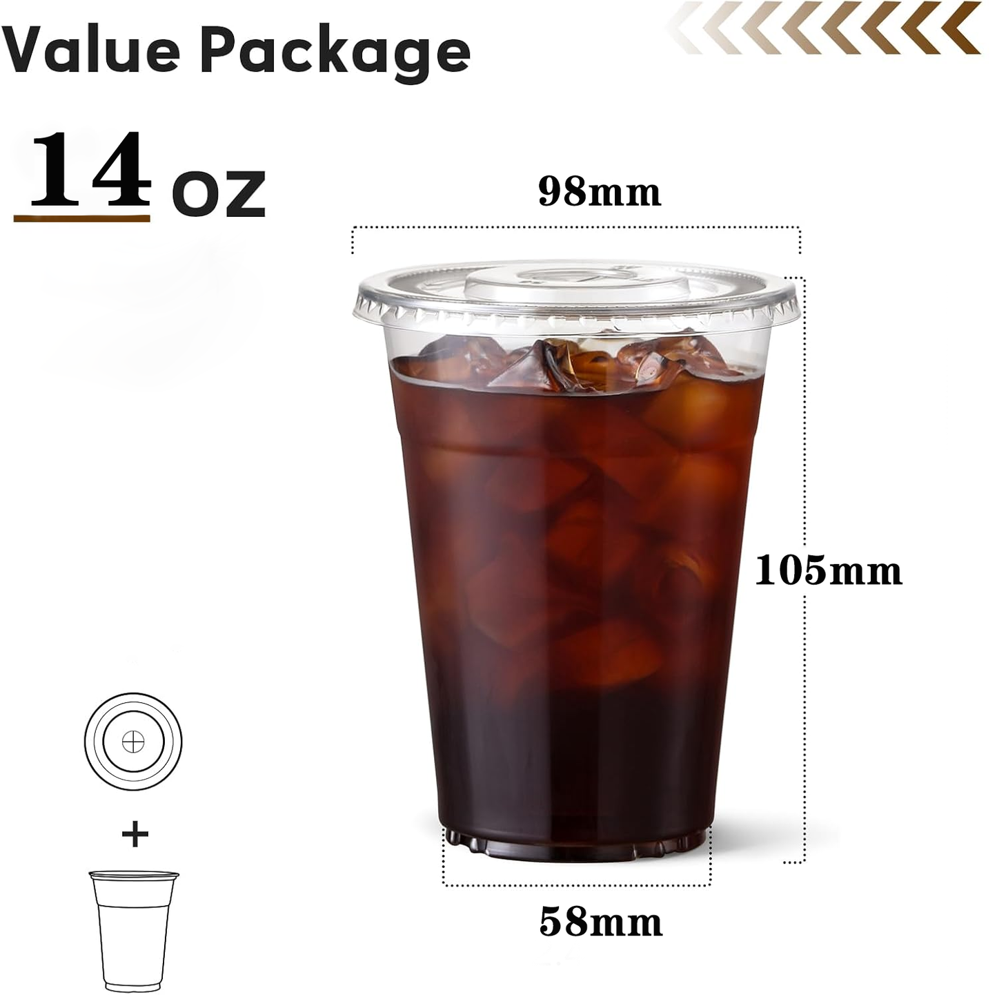 98口径14ozPET冷饮杯套餐 免费定制logo