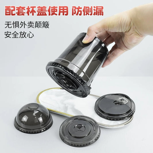 黑武士一次性咖啡奶茶杯杯盖防漏杯盖