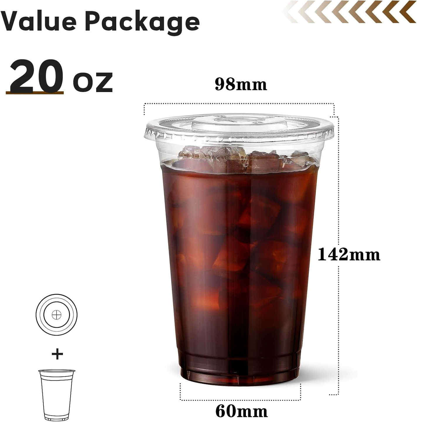 98口径20ozPET冷饮杯套餐 免费定制logo
